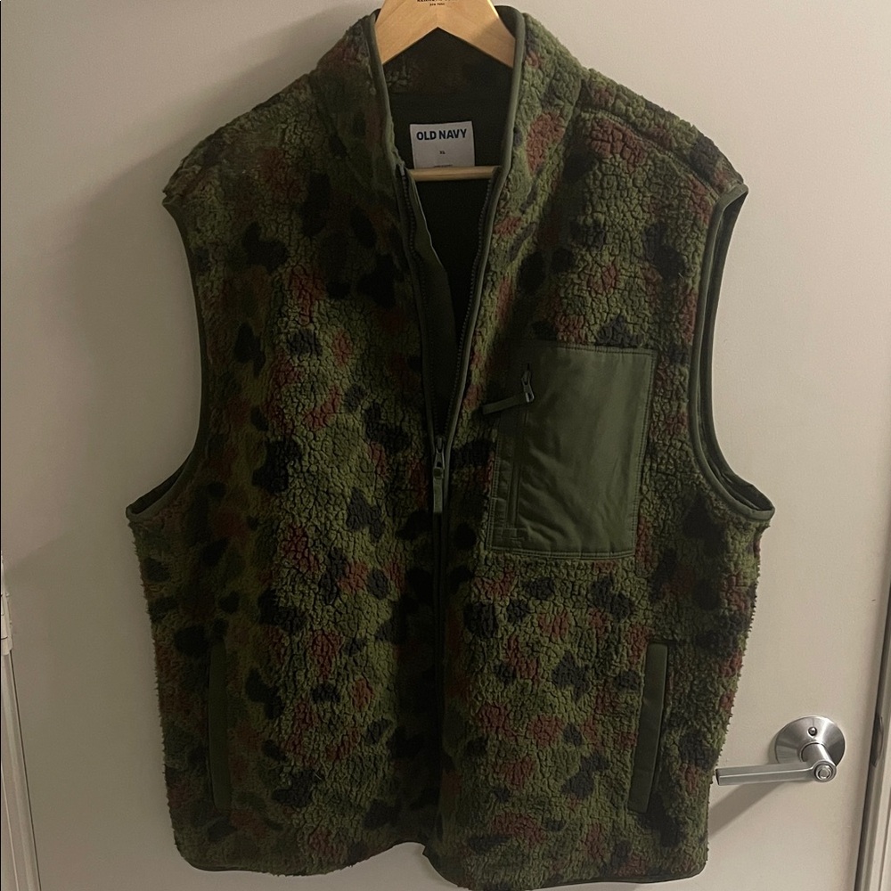 Old Navy Green Camouflage Sherpa Vest